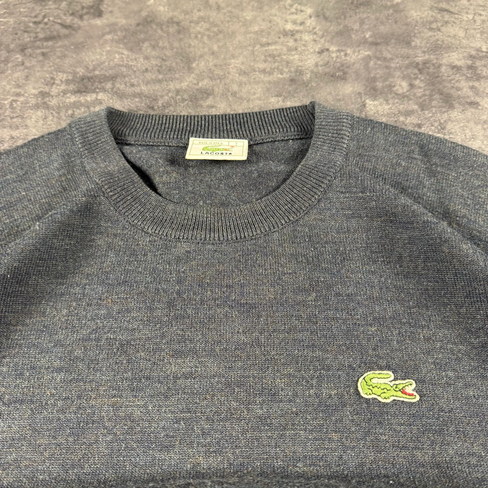 Lacoste Crewneck Sweater Grey Premium Vintage 90's Archive Tactical Made in Spain Wool Knit Jumper – photo 6